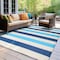 World Rug Gallery Contemporary Stripe Reversible Recycled Plastic 3' X 5' Blue Outdoor Rug 6070BLUE3X5 - alternate 7